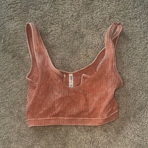 Free People Rust Ribbed Tank Top